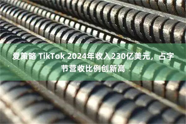爱策略 TikTok 2024年收入230亿美元，占字节营收比例创新高